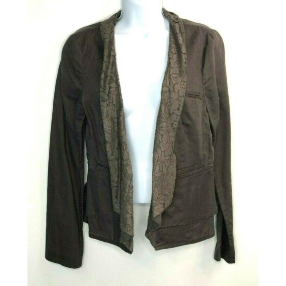 Free People Jackets & Blazers - Free People Womens Size 6 Brown Linen Lace Coat